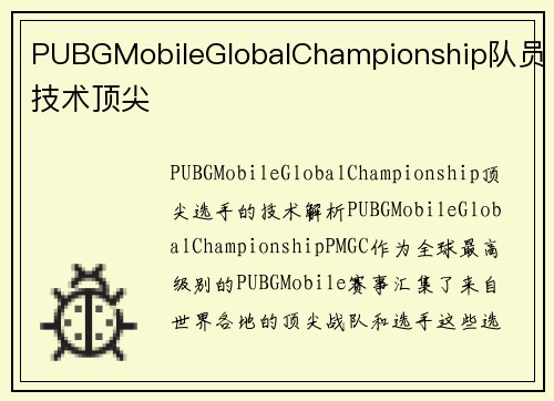 PUBGMobileGlobalChampionship队员技术顶尖